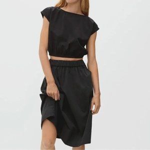 Everlane The Bubble Crop Top Black Organic Cotton Short Sleeve